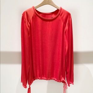 RAQUEL ALLEGRA Red Satin Drawstring Top
